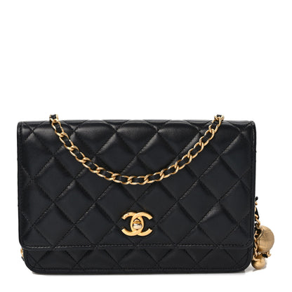 Chanel Lambskin Quilted Pearl Crush Wallet On Chain WOC Black 1 of 14