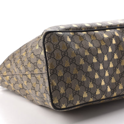 Gucci Soft GG Supreme Monogram Bees Medium Crossbody Tote Beige Oro Black 5 of 9