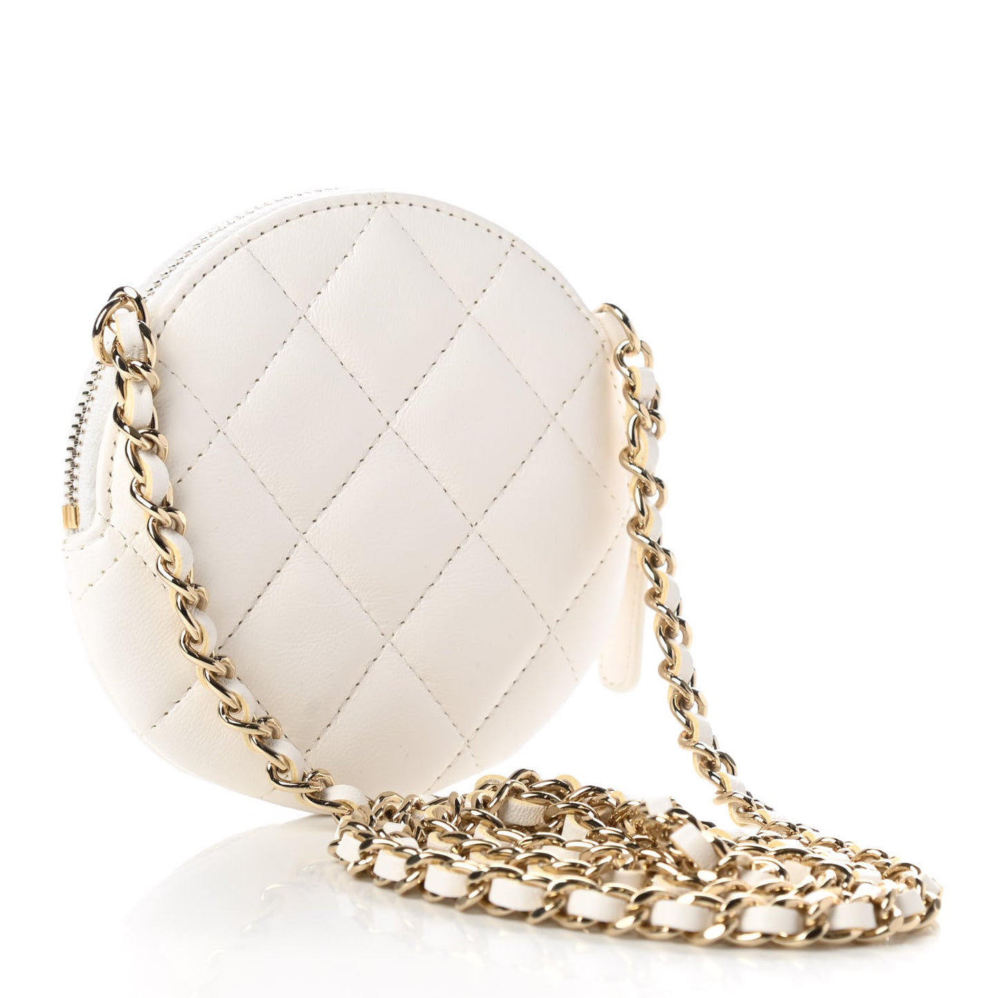 Lambskin Mini Camellia Bouquet Clutch With Chain White