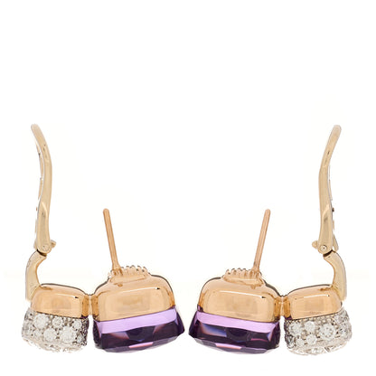 Pomellato 18K Rose White Gold Diamond Amethyst Nudo Earrings 3 of 4
