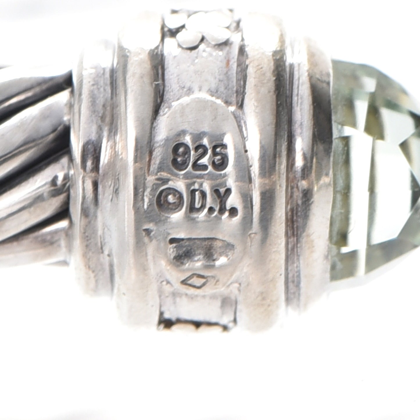 Sterling Silver Diamond Prasiolite 7mm Cable Classics Bracelet