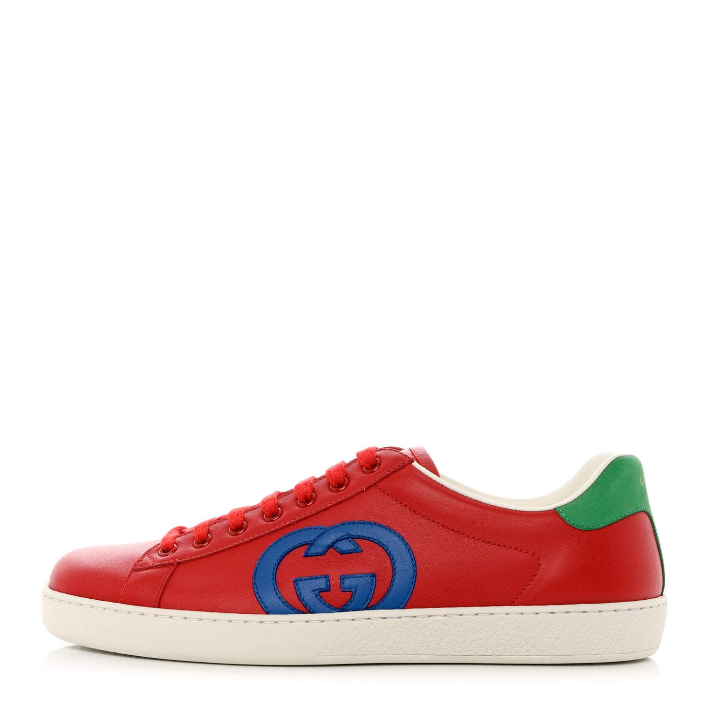 Calfskin Nubuck Interlocking G Mens New Ace Sneakers 10 Hibiscus Red Rio Blue New Shamarock