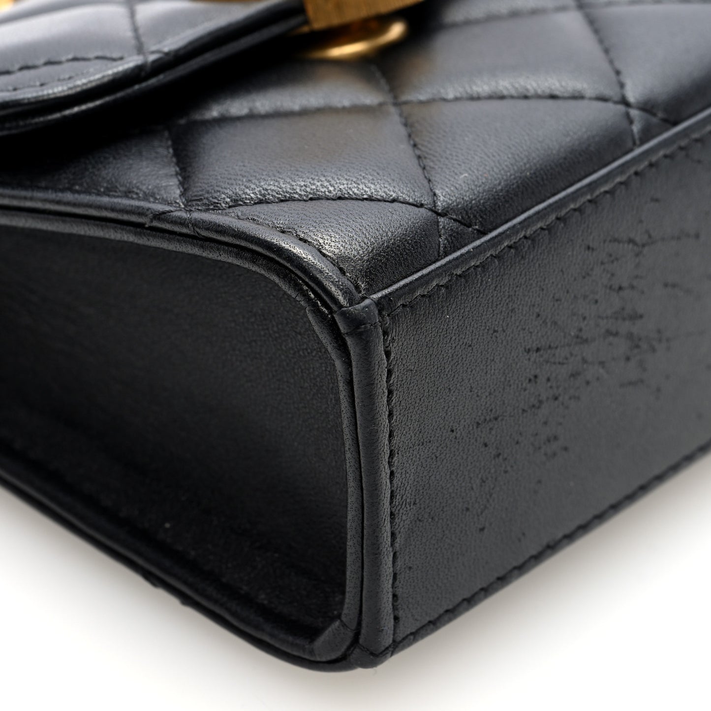 Lambskin Plexiglass Quilted Coco Love Clutch With Chain Black