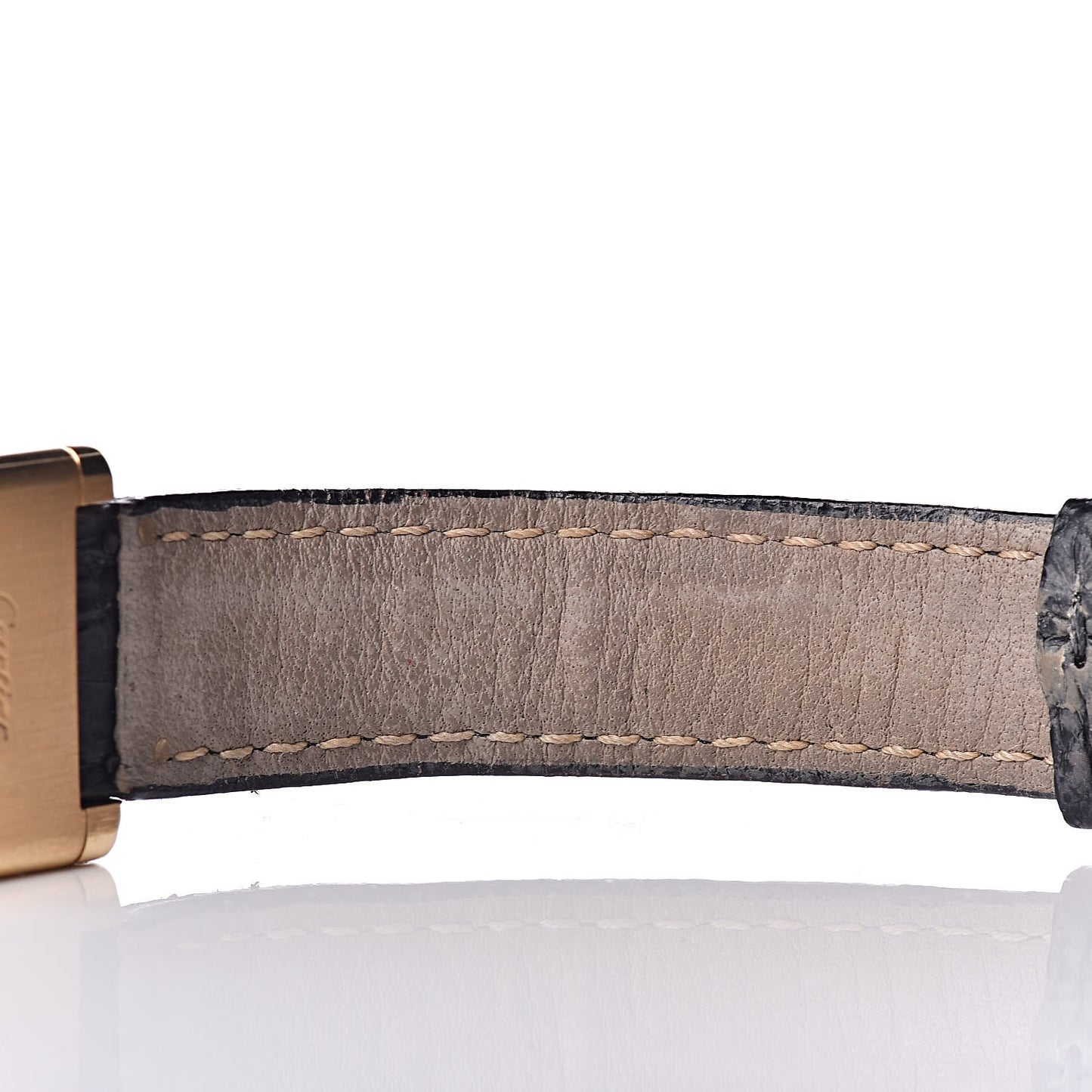 18K Yellow Gold Alligator 20mm Tank Louis Quartz Watch