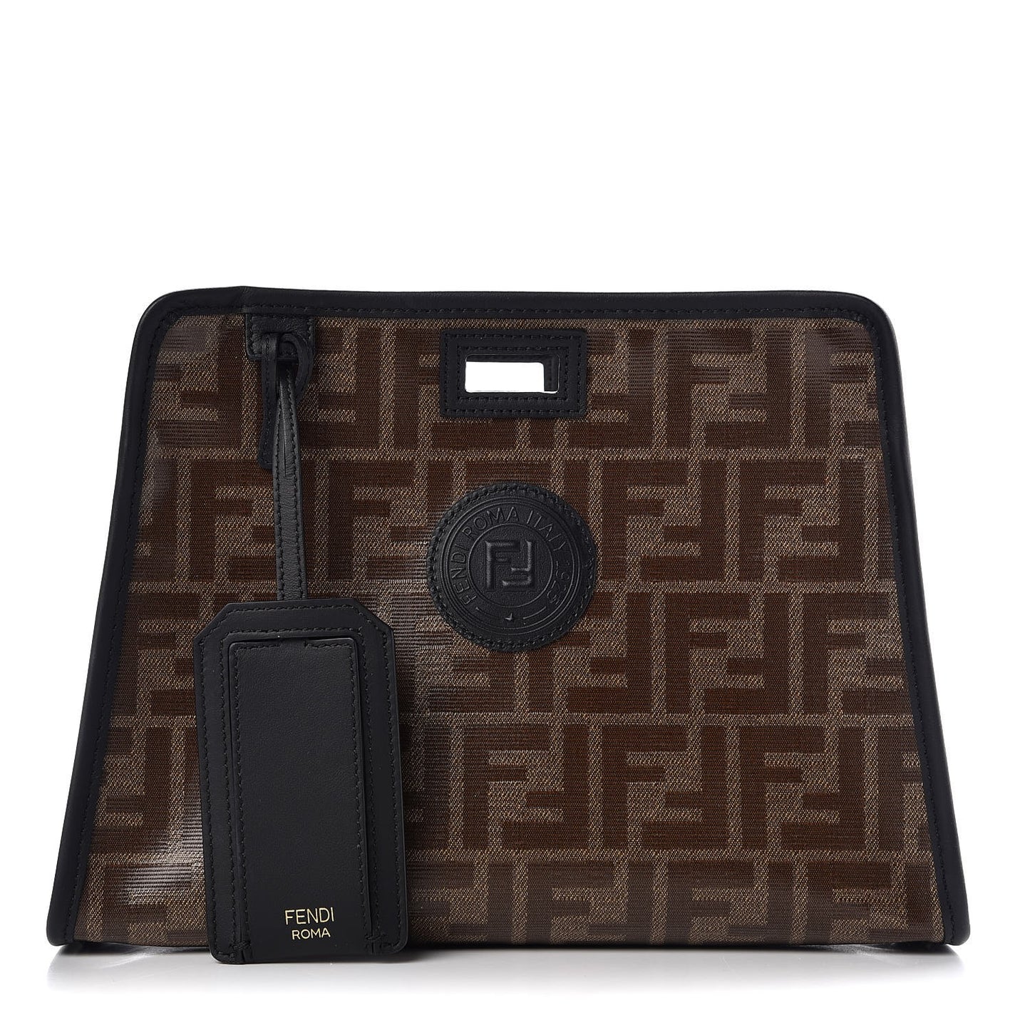 Glazed Fabric Vitello Century FF 1974 Stamp Patch Mini Peekaboo Defender Cover Mogano Panna Black