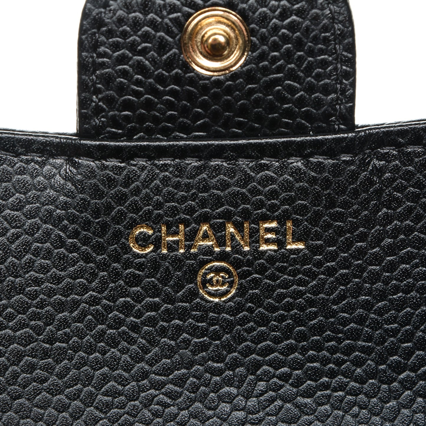 Caviar Quilted Compact Flap Wallet Black