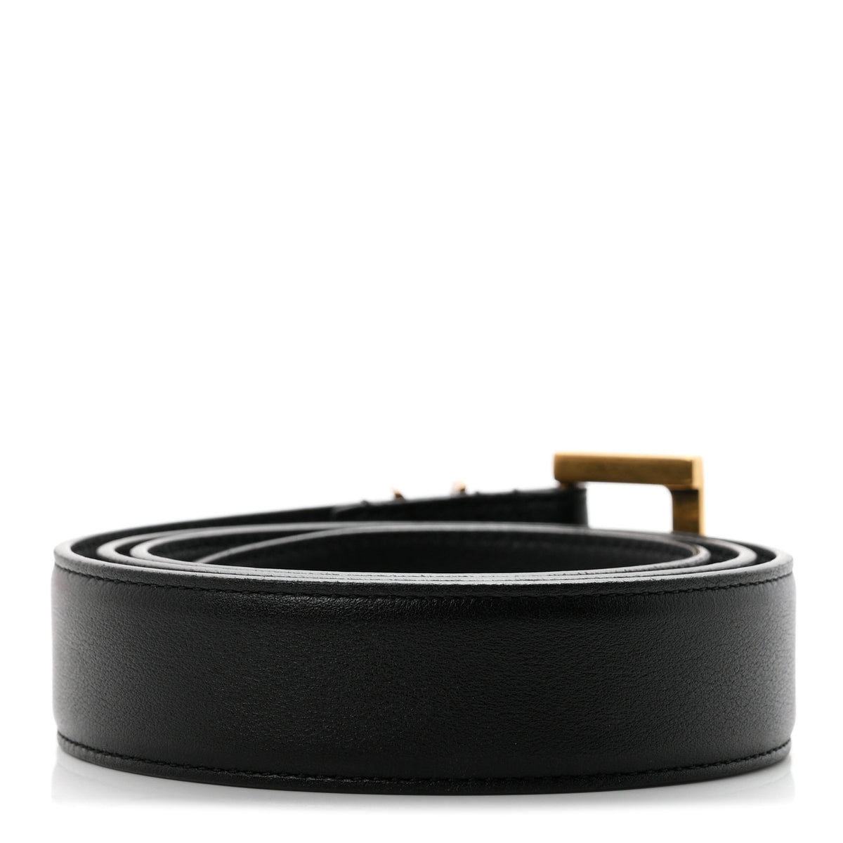 Saint Laurent Lambskin Monogram Cassandre Square Buckle Belt 85 34 Black 2 of 7