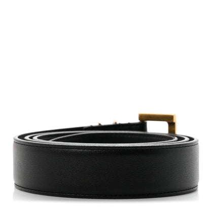 Saint Laurent Lambskin Monogram Cassandre Square Buckle Belt 85 34 Black 2 of 7