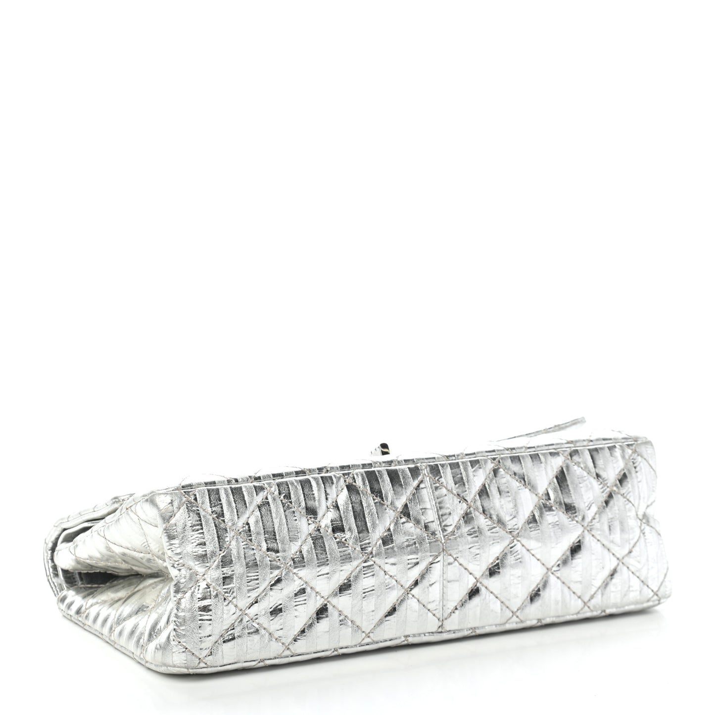 Metallic Calfskin Striped 2.55 Reissue Flap Silver