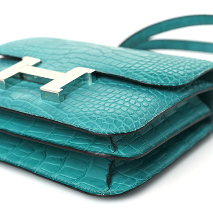 Hermes Matte Alligator Constance 18 Bleu Paon 10 of 10