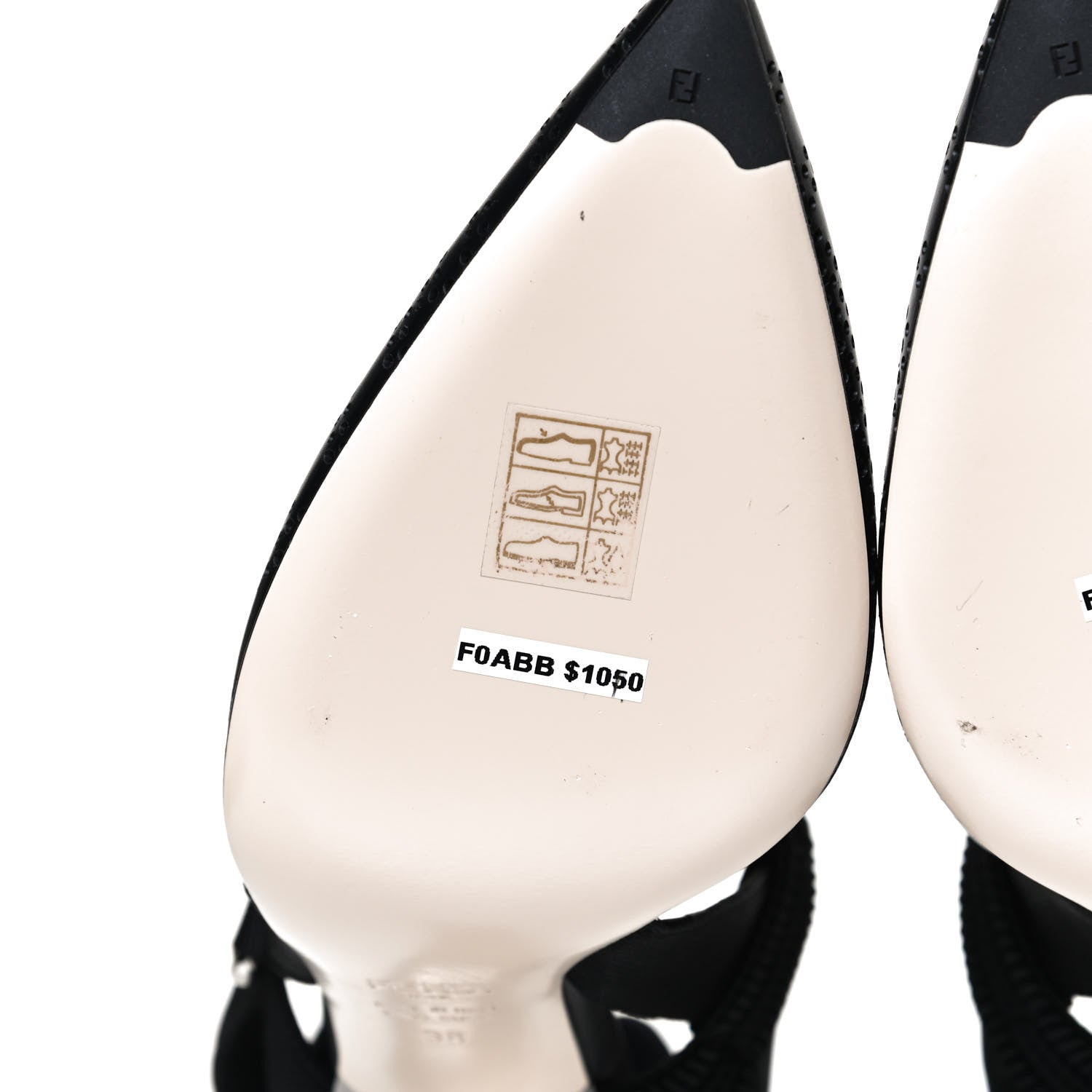 Fendi FF Perforated Calfskin Slingback Mid-Heel Pumps 38 Black 8 of 10