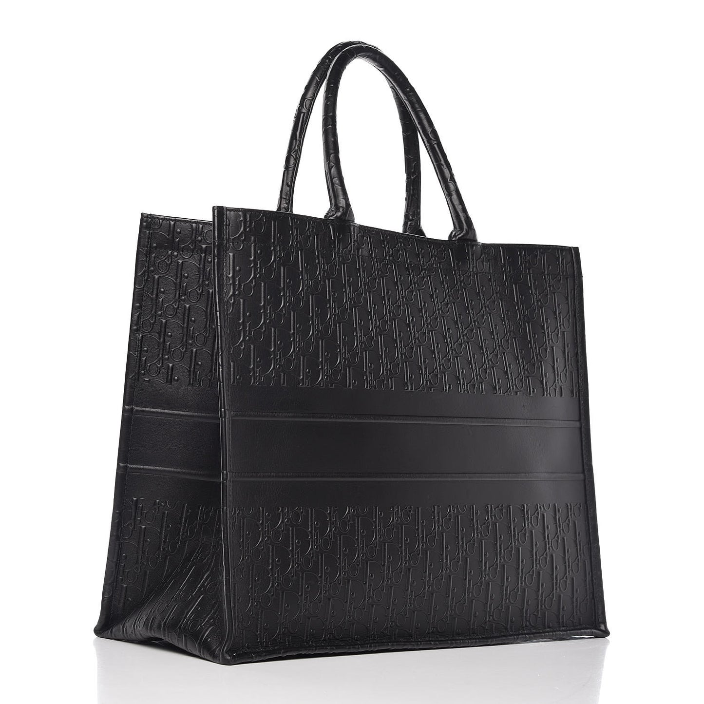 Oblique Calfskin Embossed Book Tote Black