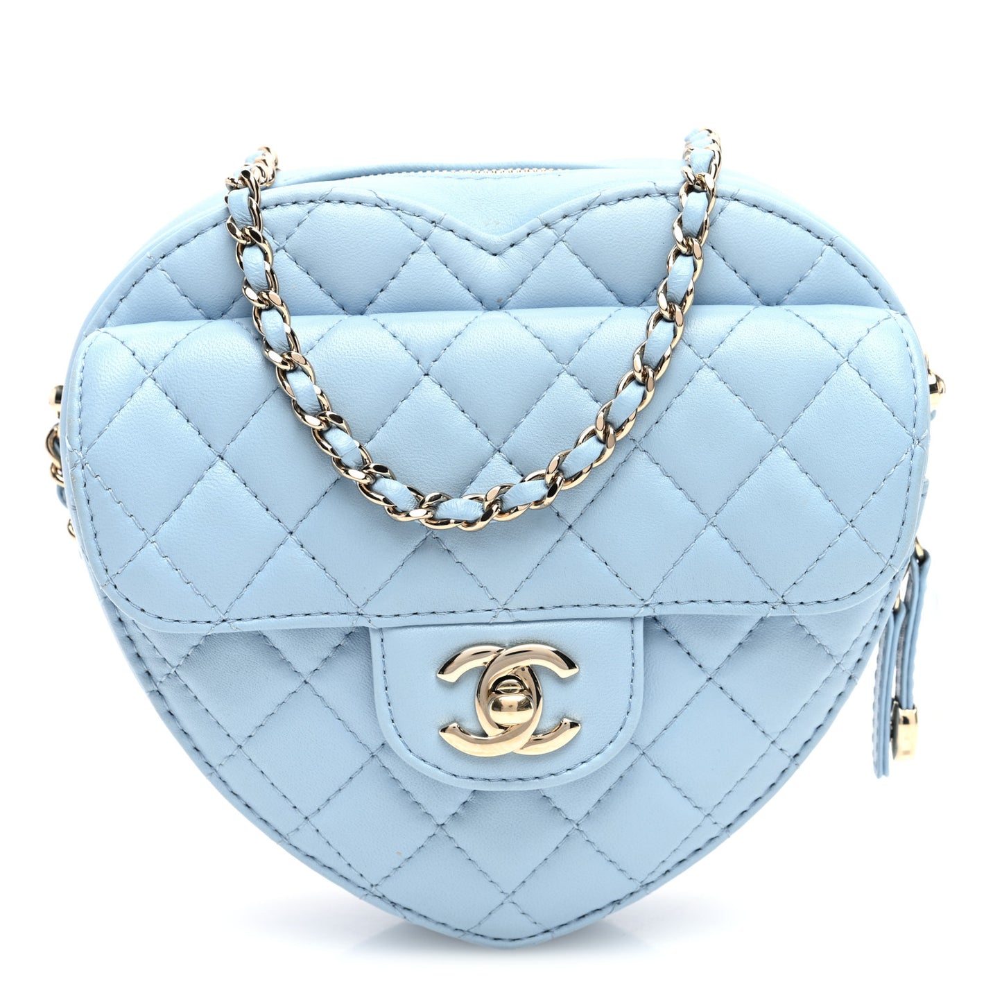 Lambskin Quilted CC In Love Heart Bag Light Blue