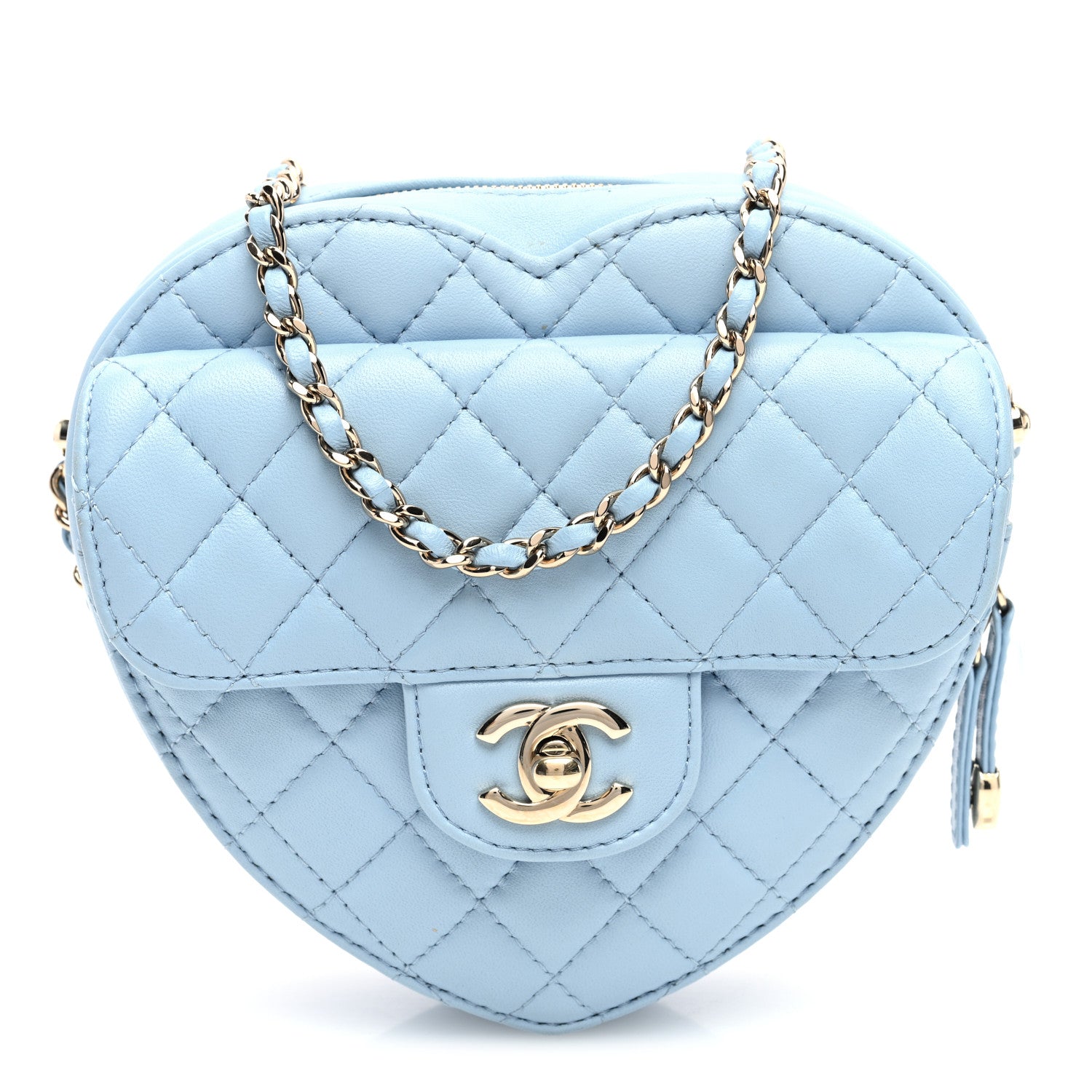 Chanel Lambskin Quilted CC In Love Heart Bag Light Blue 1 of 10