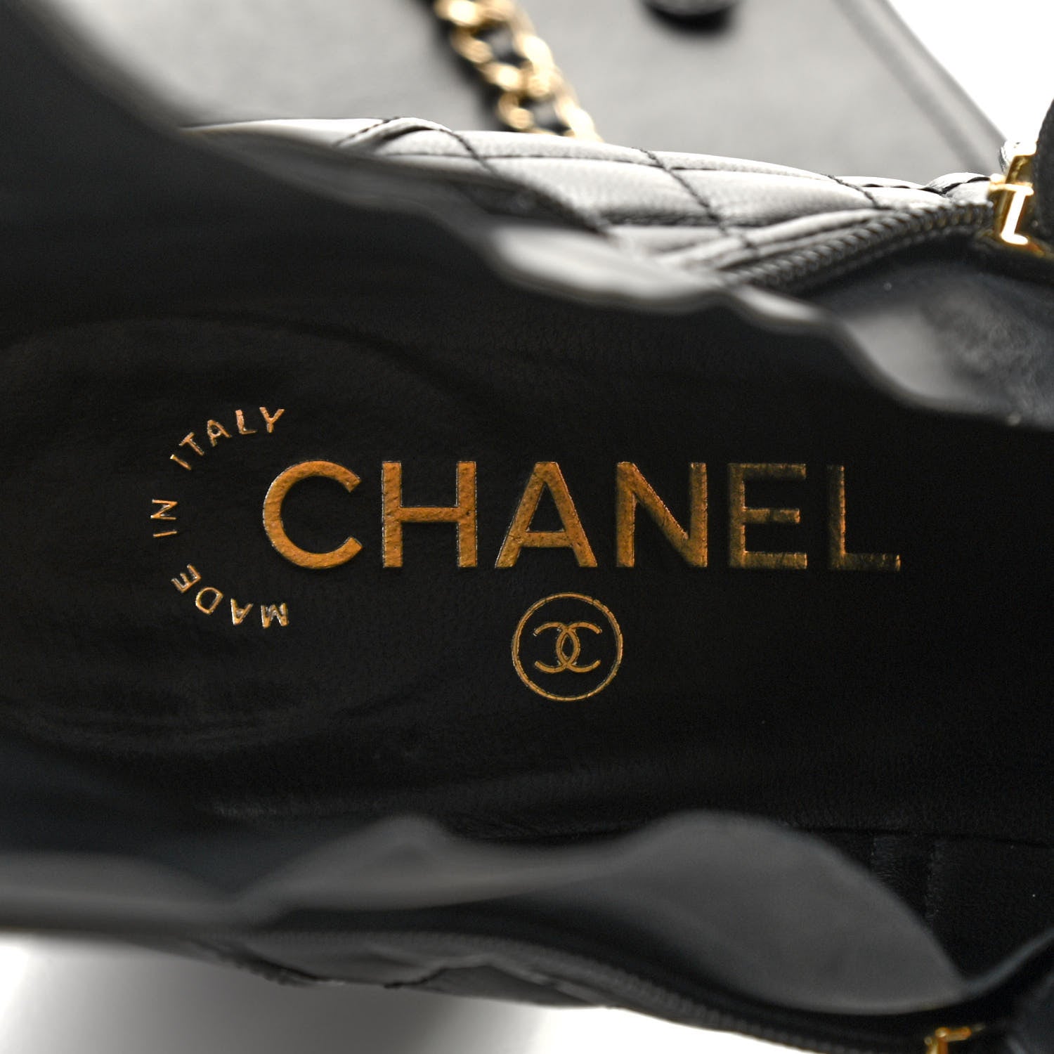Chanel Lambskin Patent Calfskin Chained High Boots 39 Black 6 of 8