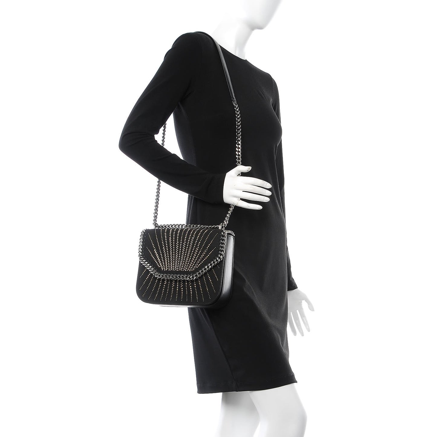 Eco Alter Suede Falabella Embellished Box Shoulder Bag Black