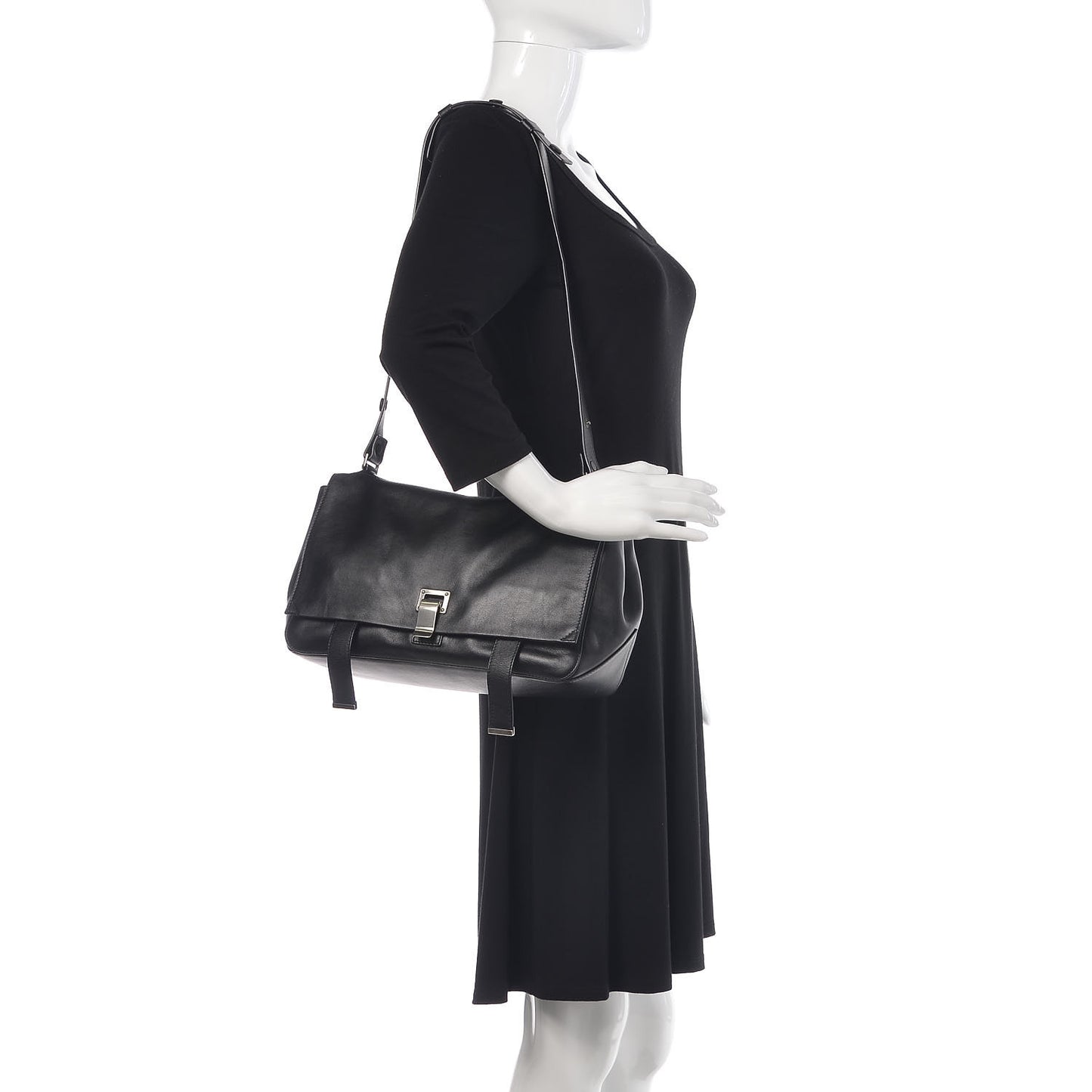 Calfskin Double Sided PS Courier Bag Black