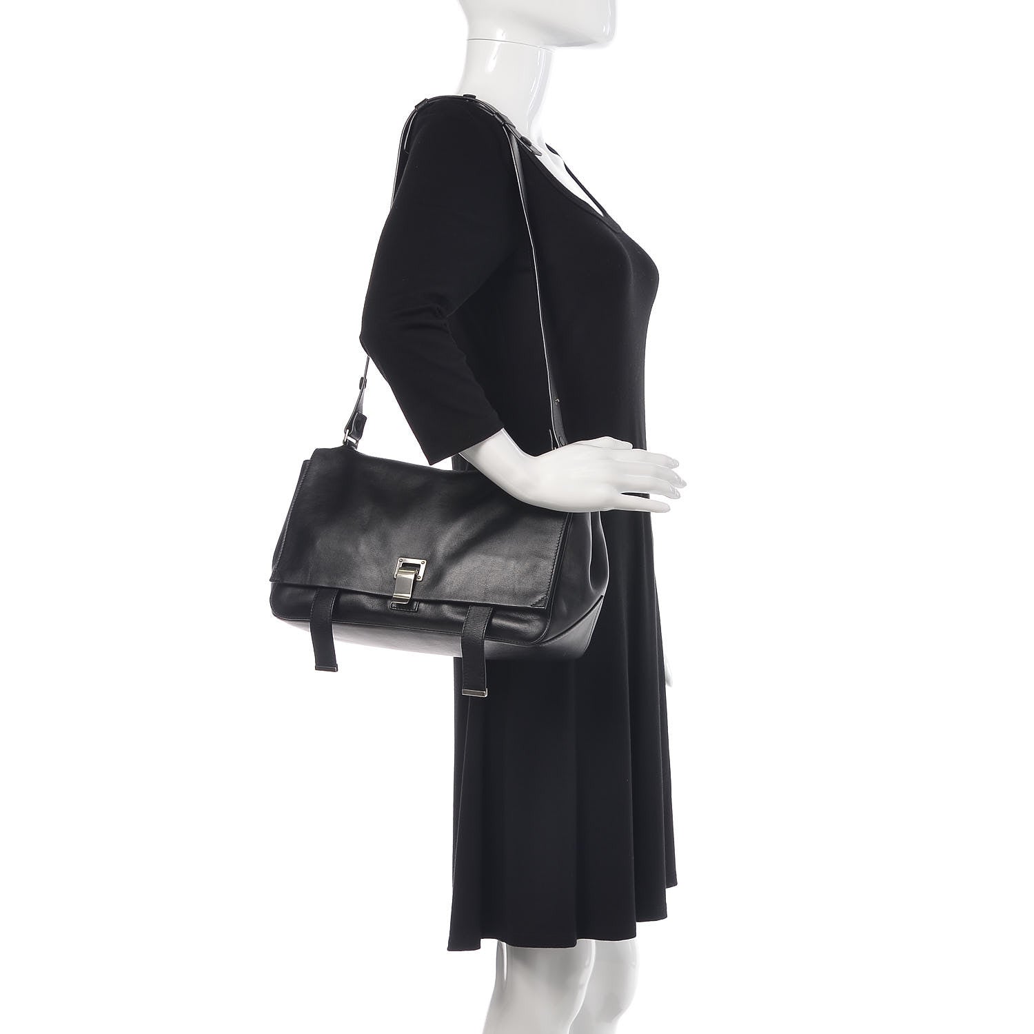 Proenza Schouler Calfskin Double Sided PS Courier Bag Black 2 of 9