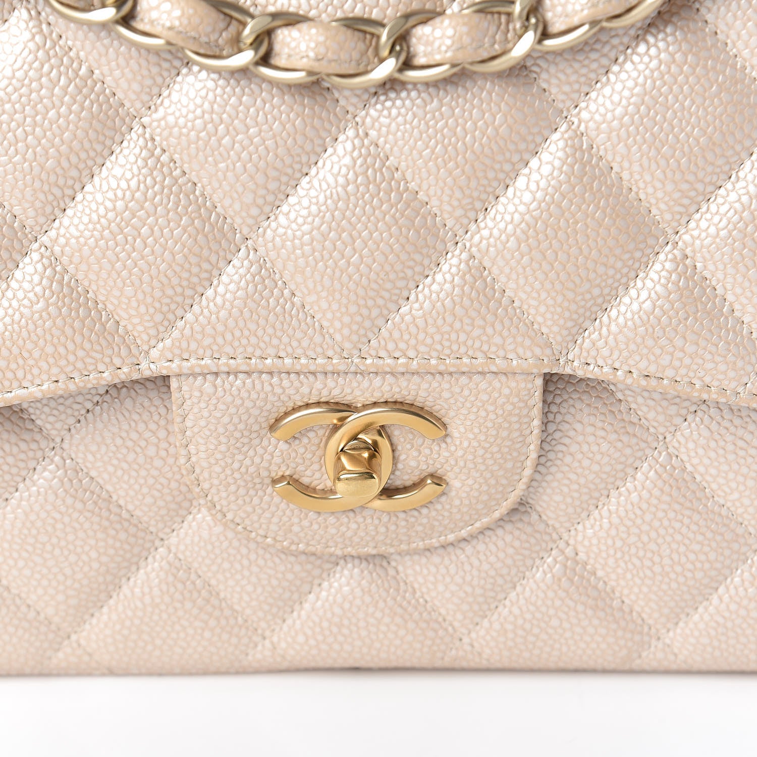 Chanel Pearly Caviar Quilted Jumbo Double Flap Light Beige 12 of 12