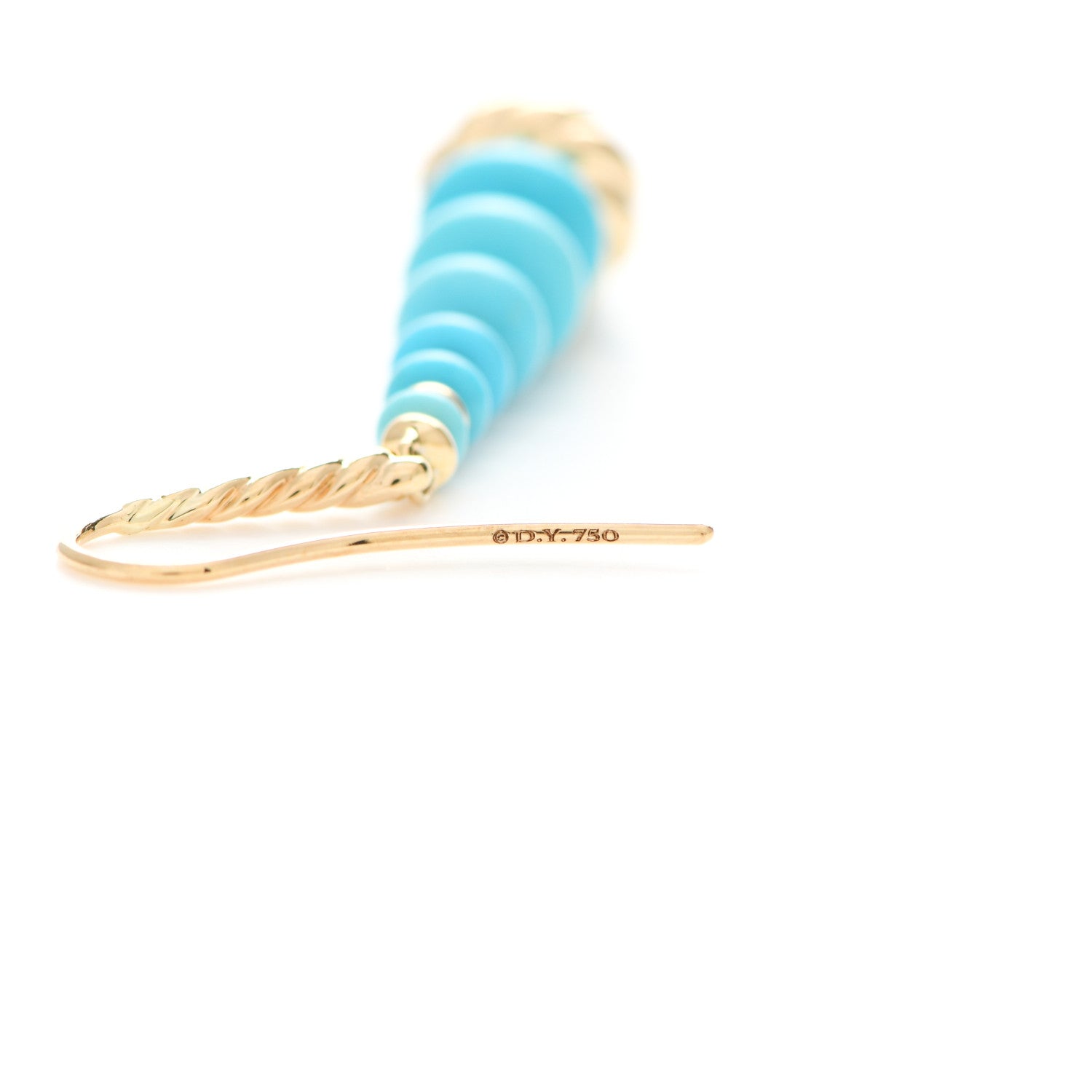David Yurman 18K Yellow Gold Turquoise Rio Rondelle Drop Earrings 4 of 4