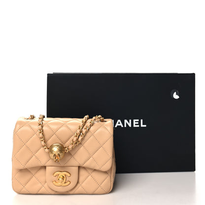 Chanel Lambskin Quilted Mini Pearl Crush Flap Beige 11 of 11