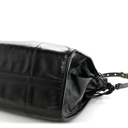 Prada Glossy Calfskin Triangle Large Bonnie Shoulder Bag Black 9 of 9