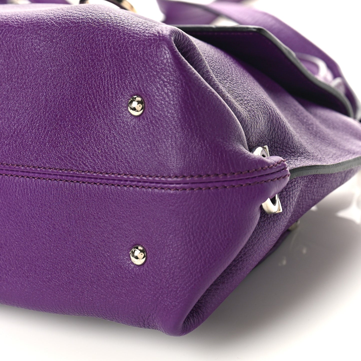 Grained Calfskin Sofia Satchel Mirtillo