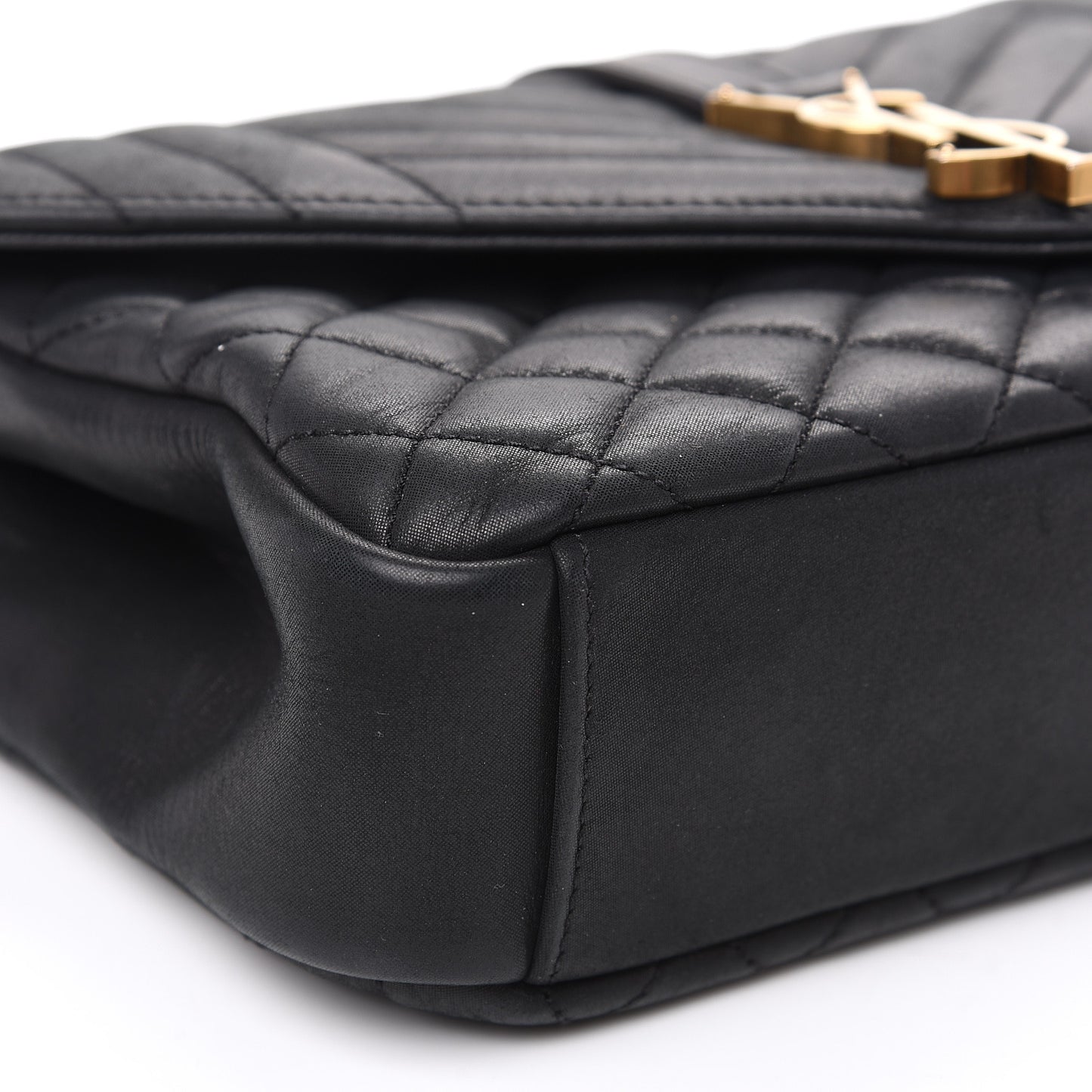 Calfskin Mixed Matelasse Triquilt Medium College Bag Black