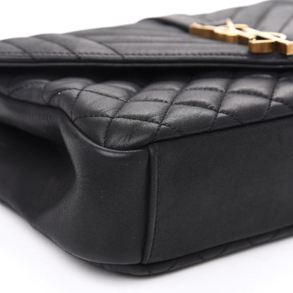 Saint Laurent Calfskin Mixed Matelasse Triquilt Medium College Bag Black 8 of 12