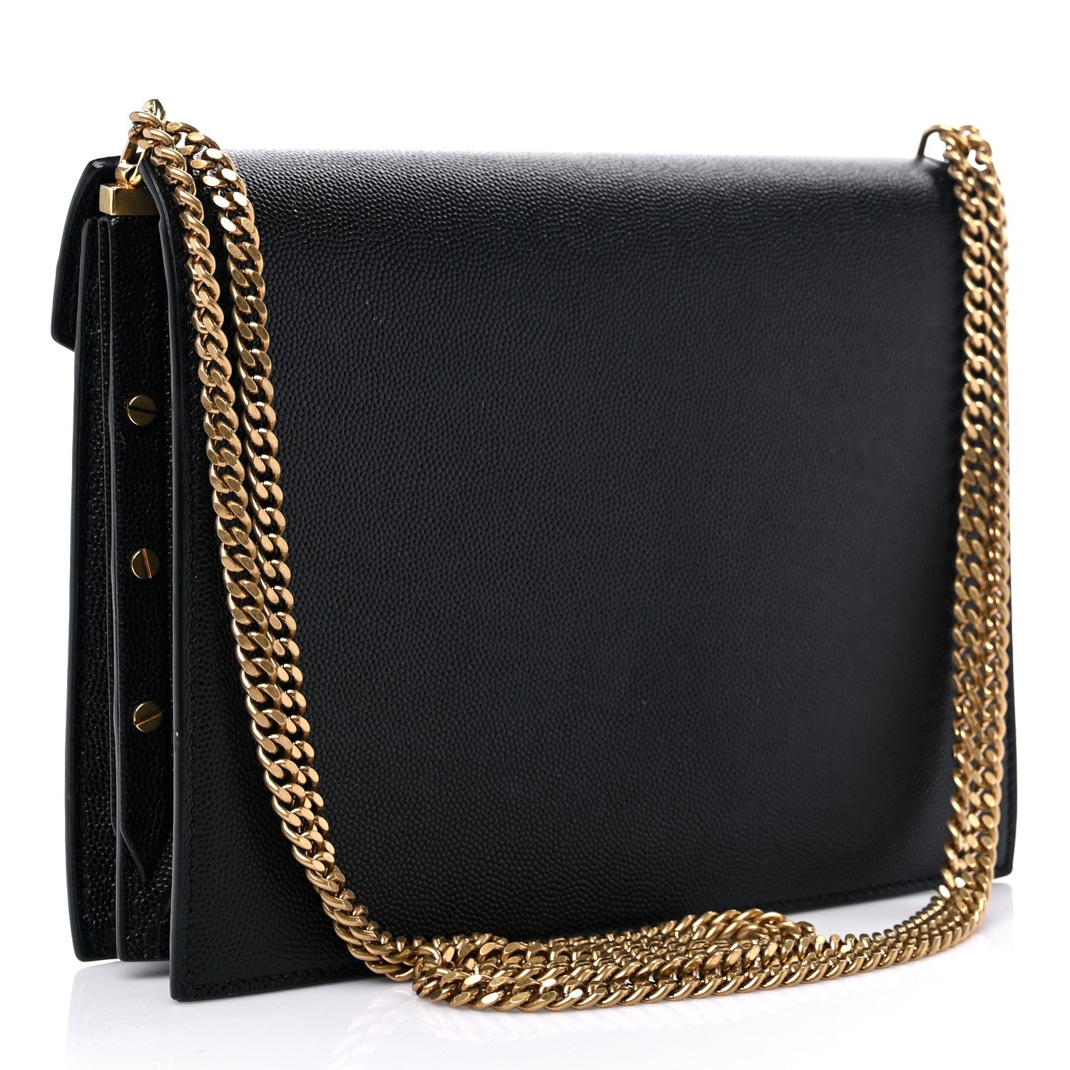 Saint Laurent Grain De Poudre Monogram Cassandra Clasp Bag Black 2 of 12