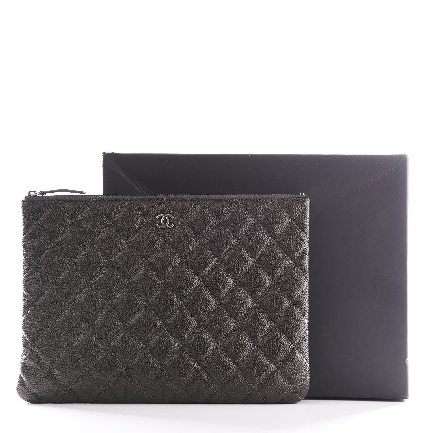 Chanel Caviar Quilted Medium Cosmetic Case Charcoal 10 of 10