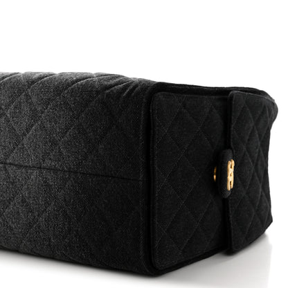 Chanel Washed Denim Quilted Medium Chanel 25 Handbag Black 11 of 12