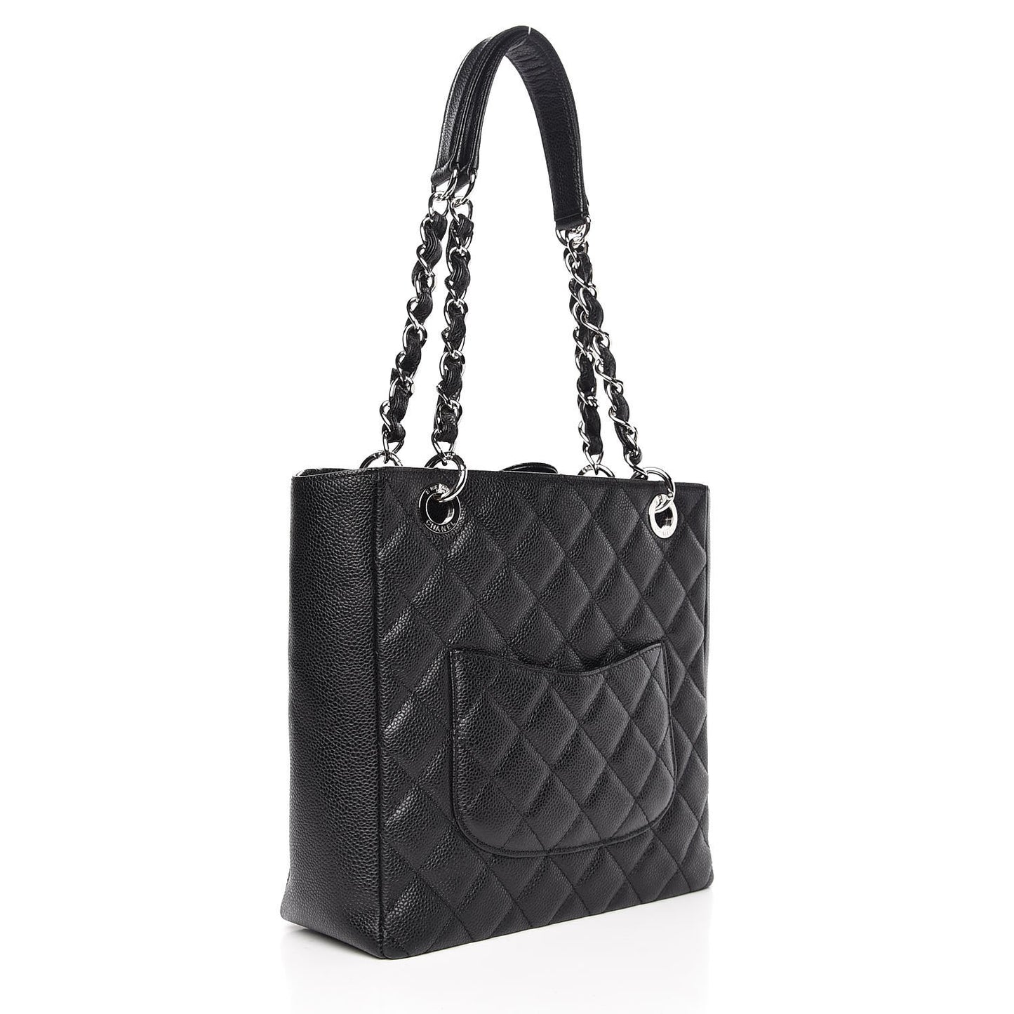 Caviar Quilted Petit Shopping Tote PST Black