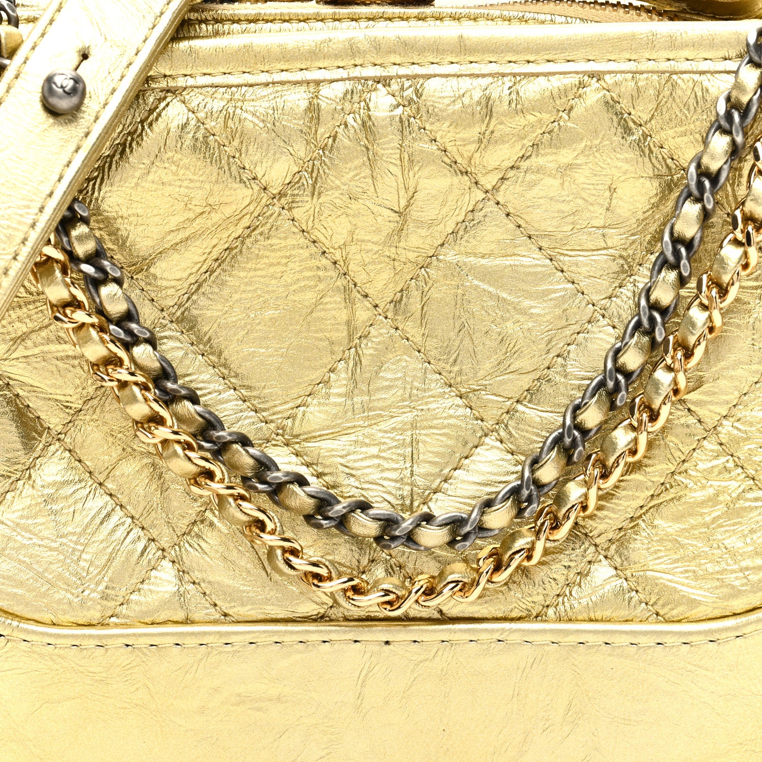 Chanel Metallic Aged Calfskin Quilted Small Gabrielle Hobo Gold 8 of 10
