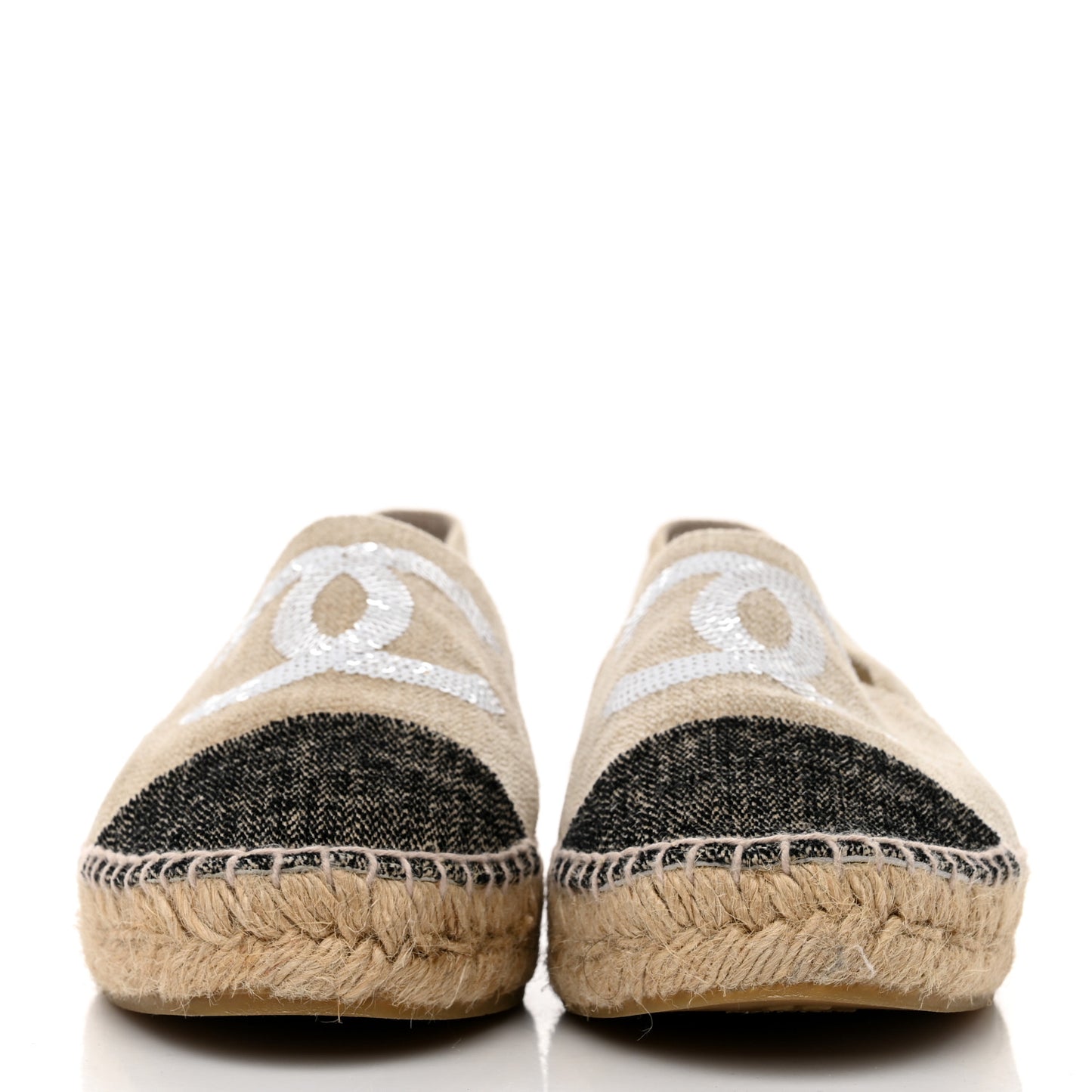 Toile Sequin CC Espadrilles 40 Beige Black