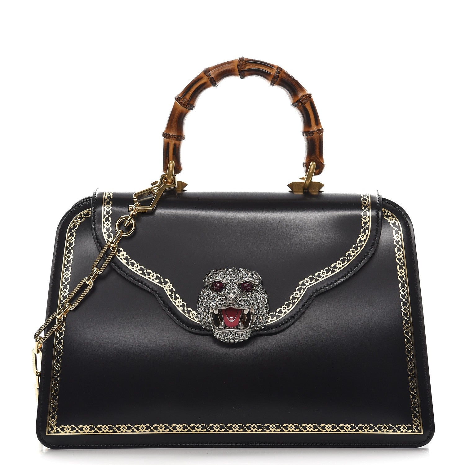Gucci Calfskin Bamboo Medium Thiara Top Handle Bag Black 1 of 10