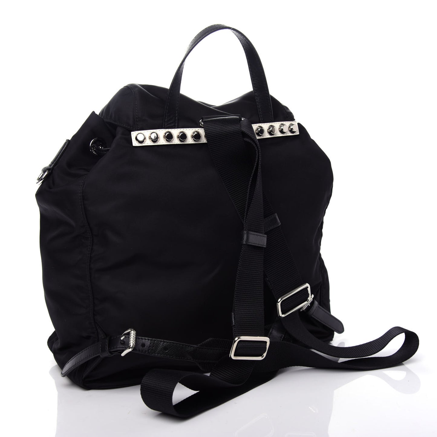 Nylon New Vela Studded Backpack Black Neon Pink