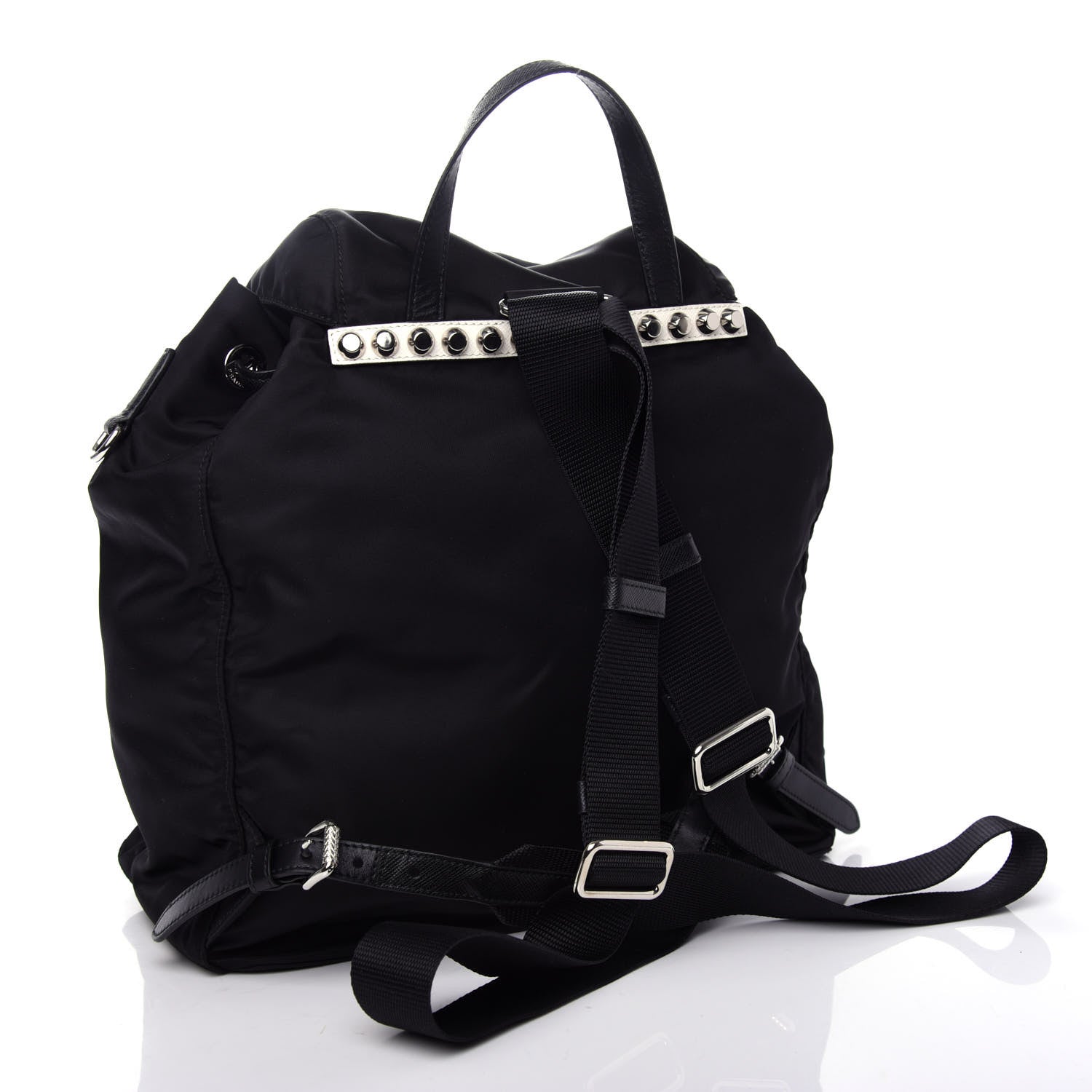 Prada Nylon New Vela Studded Backpack Black Neon Pink 2 of 9