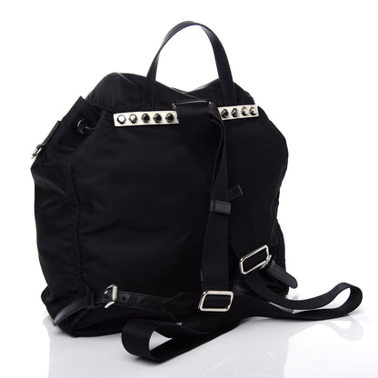 Prada Nylon New Vela Studded Backpack Black Neon Pink 2 of 9