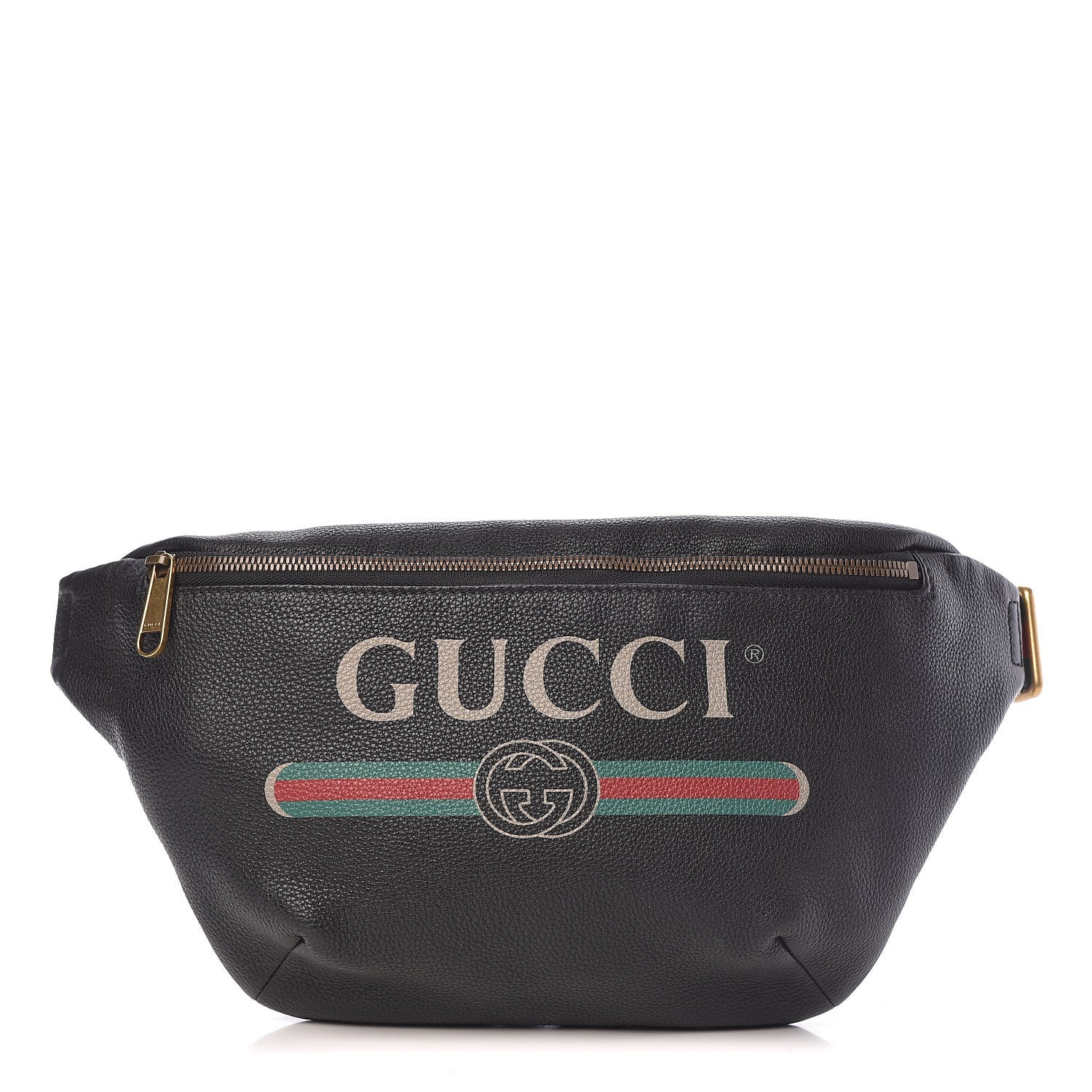 Gucci Grained Calfskin Logo Belt Bag Black 1 of 12