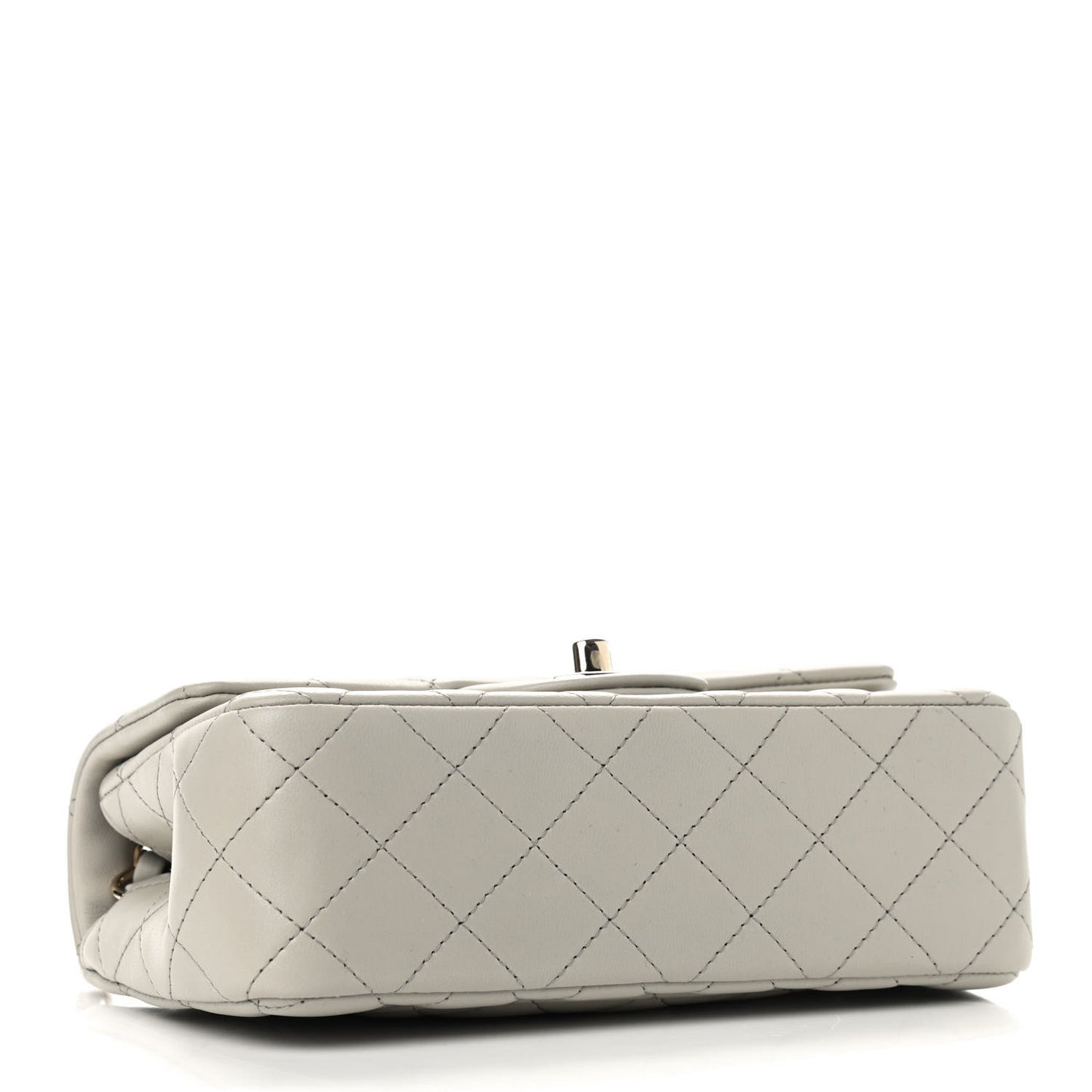 Lambskin Quilted Mini Rectangular Flap Grey