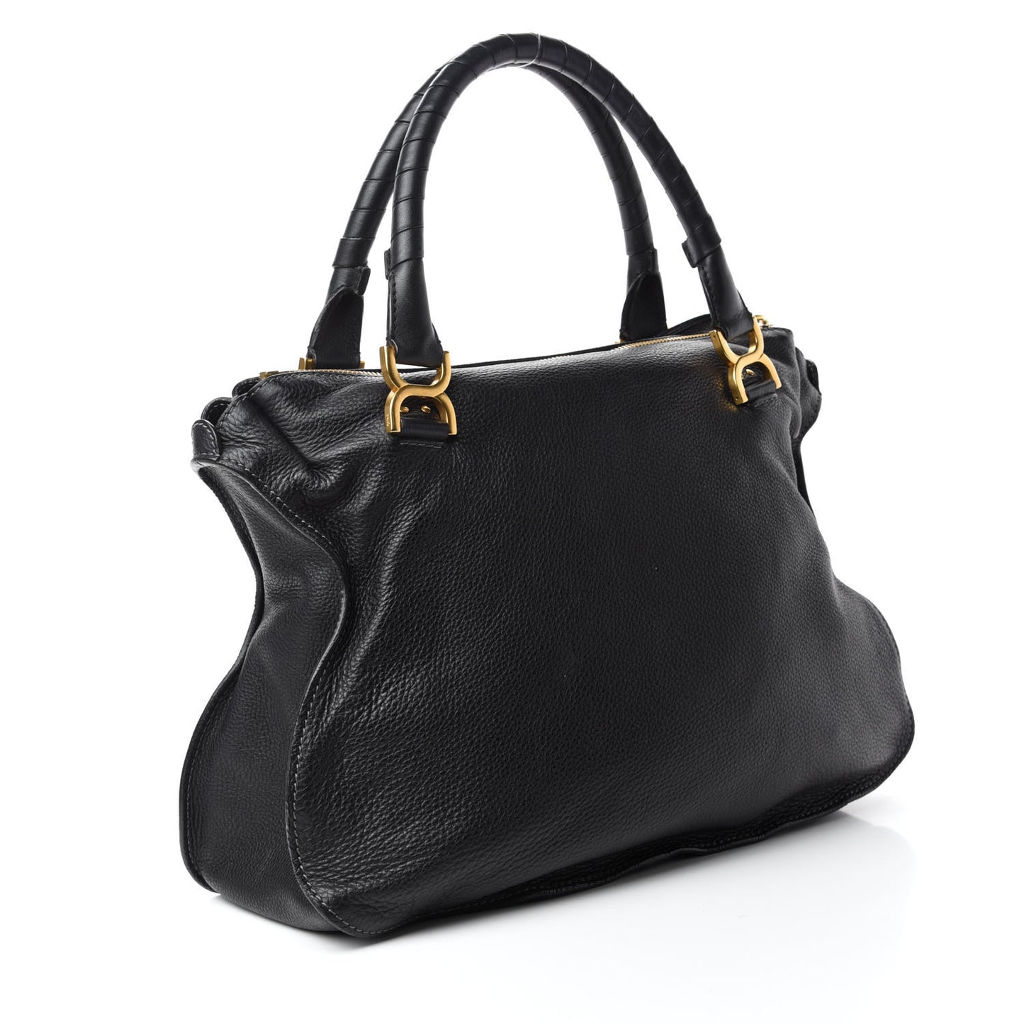 Calfskin Large Marcie Satchel Black