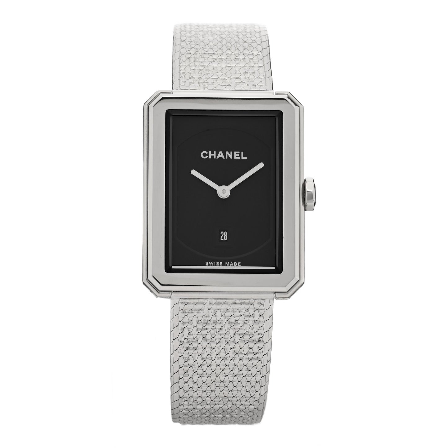 Stainless Steel 26mm Boy-friend Tweed Quartz Watch Black