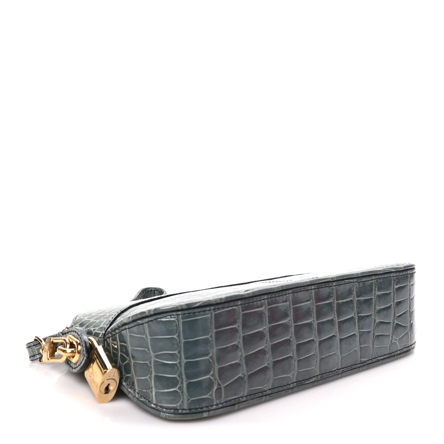 Louis Vuitton Crocodile Lockit Clutch Blue 4 of 9