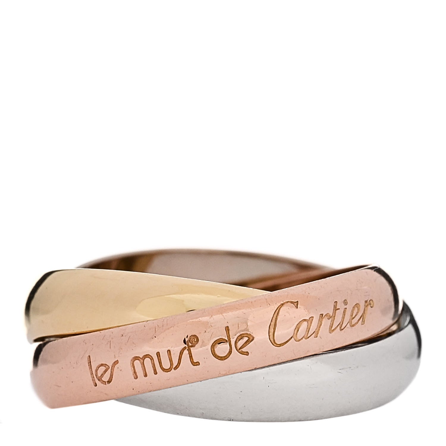 Cartier 18K Pink Yellow White Gold Classic Les Must De Cartier Trinity Ring 50 5.25 1 of 5