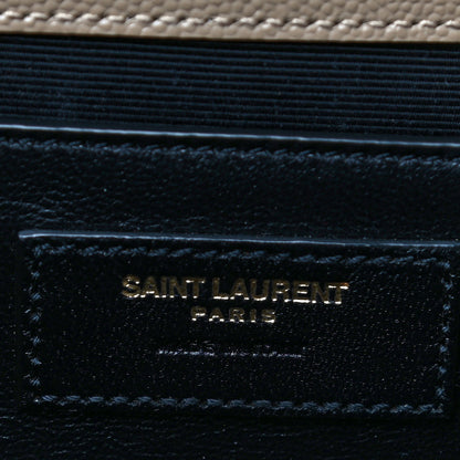 Saint Laurent Grain De Poudre Textured Mixed Matelasse Medium Triquilt Monogram Satchel Dark Latte 5 of 9
