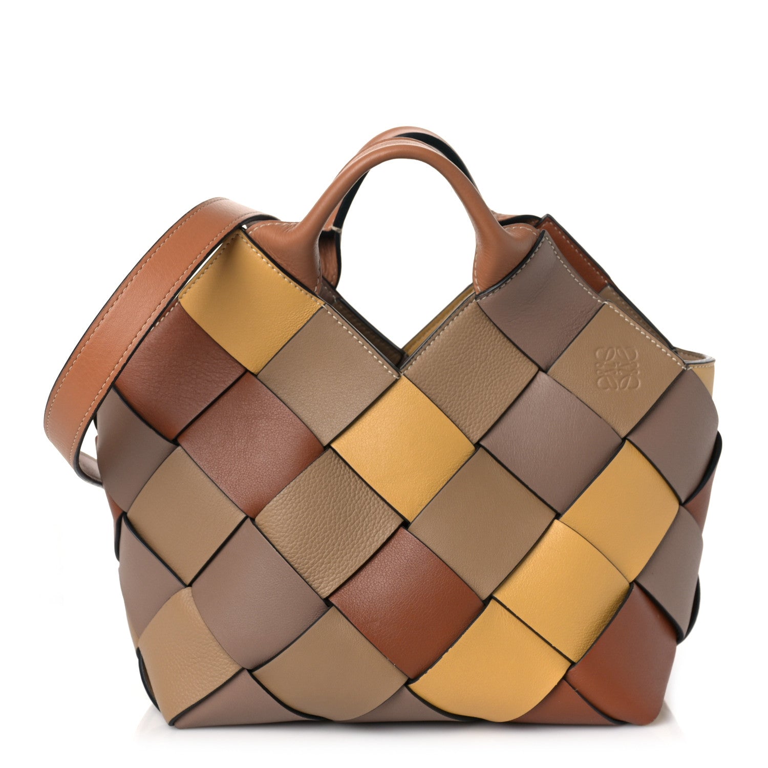 Loewe Calfskin Small Woven Basket Surplus Bag Hazelnut Camel 1 of 8