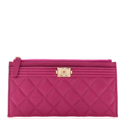 Chanel Caviar Quilted Classic Zip Boy Pouch Fuchsia 1 of 7