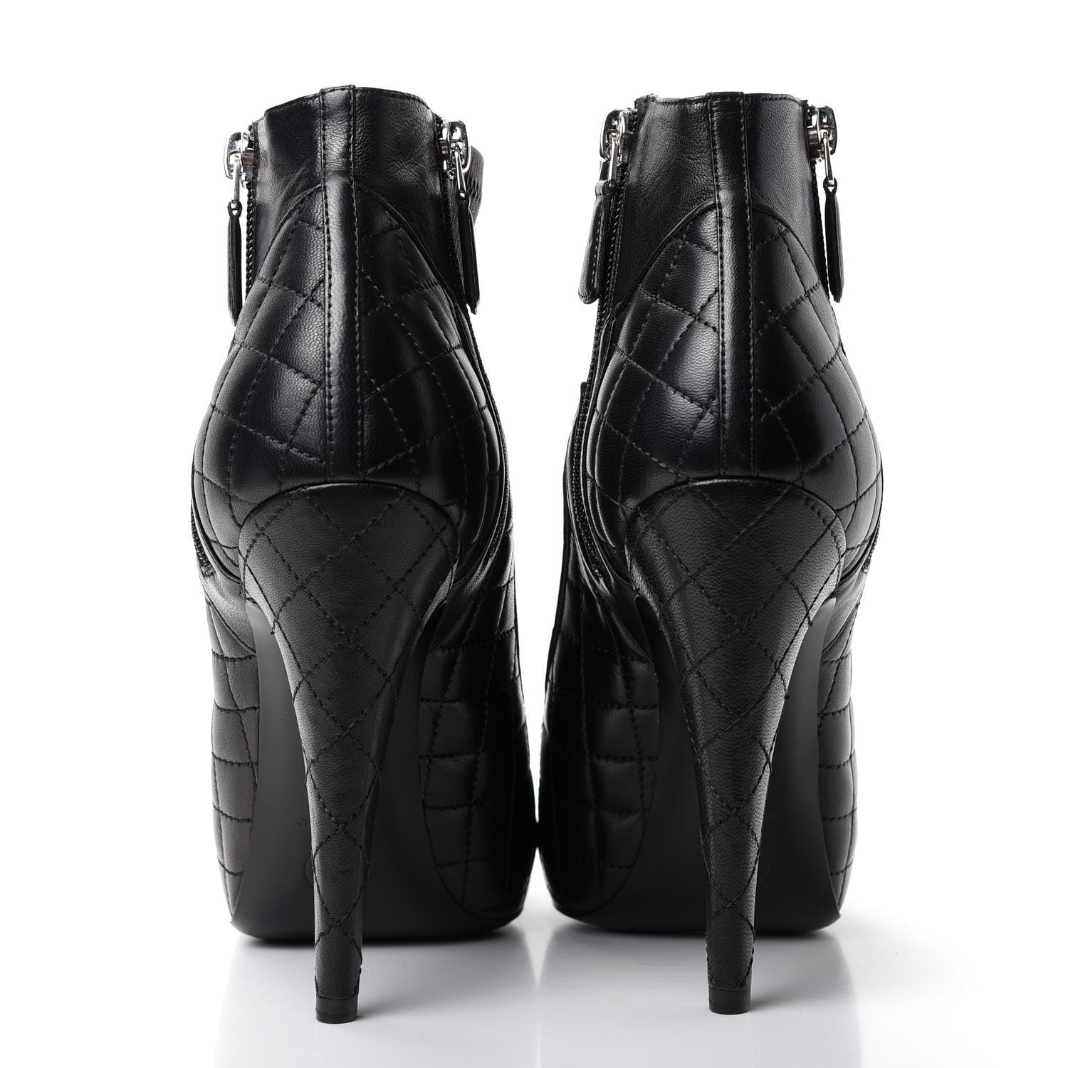 Chanel Lambskin Quilted CC Booties 38 Black 7 of 10