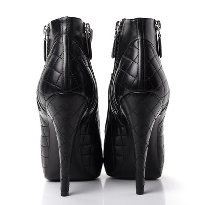 Chanel Lambskin Quilted CC Booties 38 Black 7 of 10